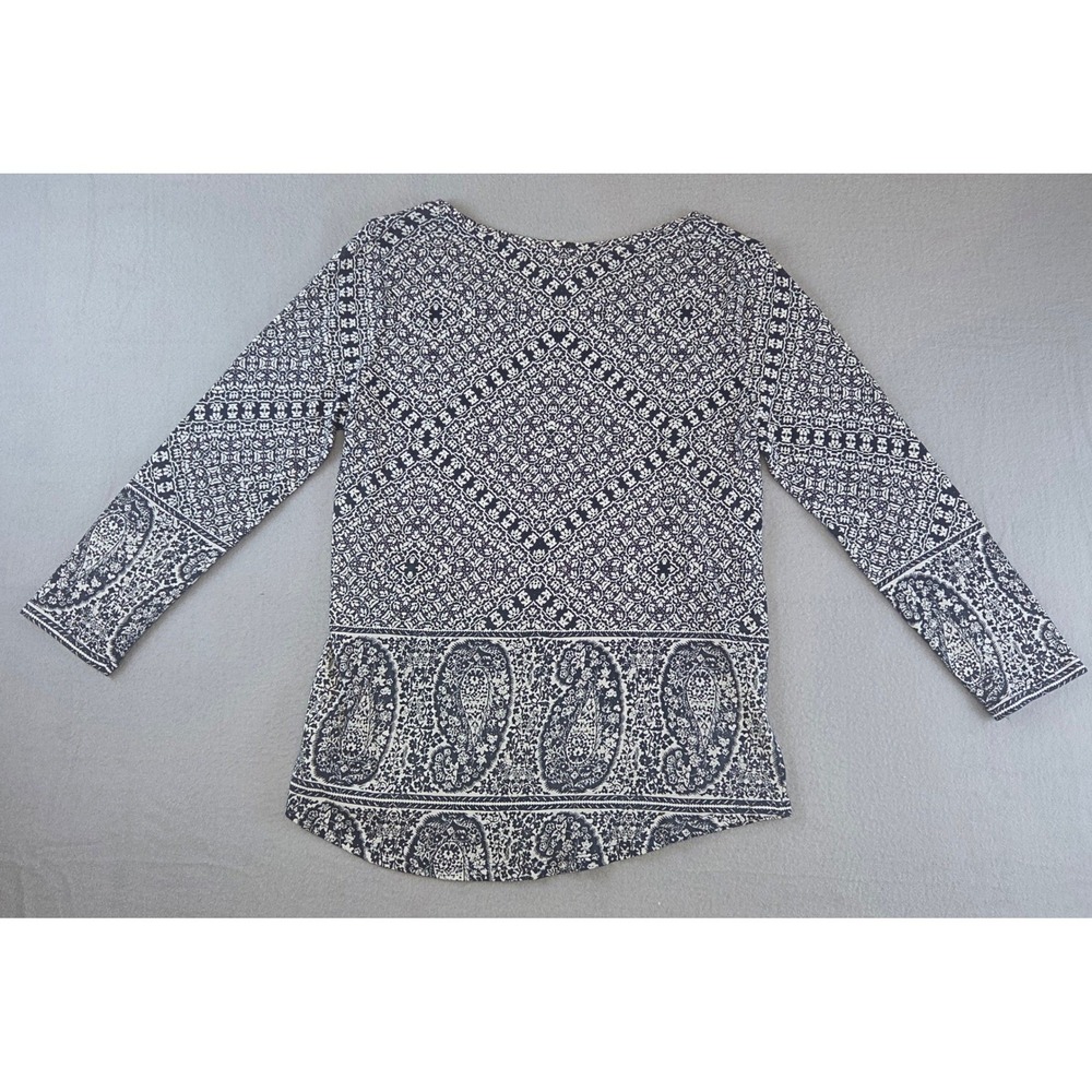 NWT Lucky Brand Boho Paisley Print Tunic Top Medium Knit Blouse Modal Cotton - Picture 4 of 10